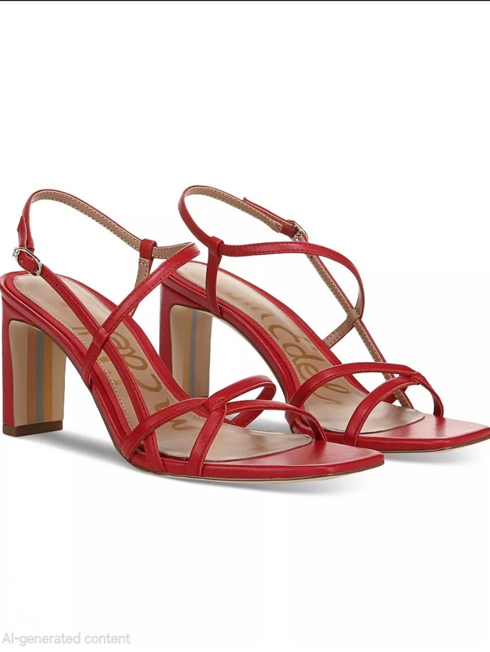 Sam Edelman Red Strappy Block Heel Sandals